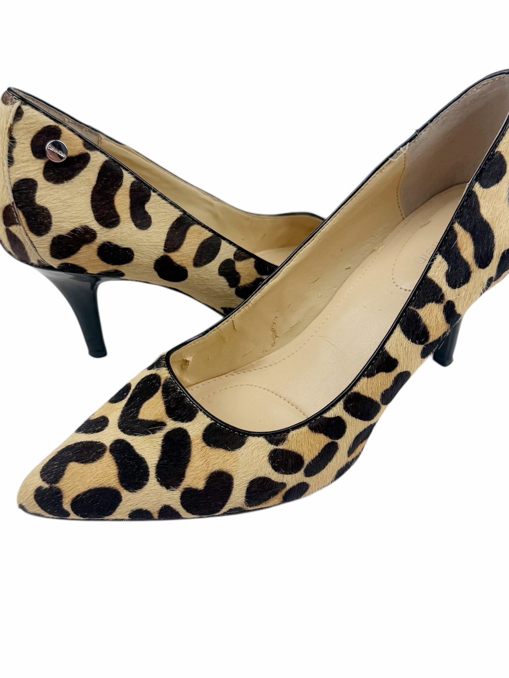 Calvin Klein Nadine Leopard Animal Print Calf Hair Heels Size 7